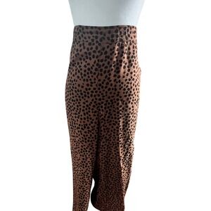 Old Navy Cheetah Print Wide Leg Pants Women's XXL Elastic Waist Gaucho Pristine